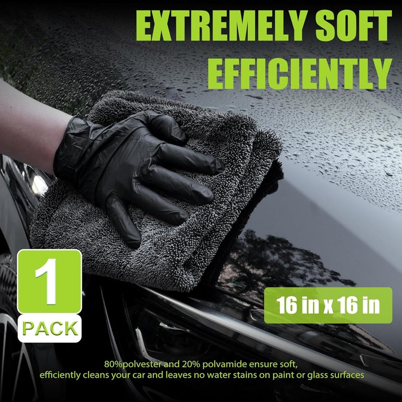 TTRCB 2 Pack 1300 GSM Car Drying Towel, Microfiber Towels for Cars - 36" x 24" & 16" x 16", Ultra-Absorbent, Streak Free, Car Wash Mitt, Car Detailing Cleaning Accessories Supplies Essentials - Image 4